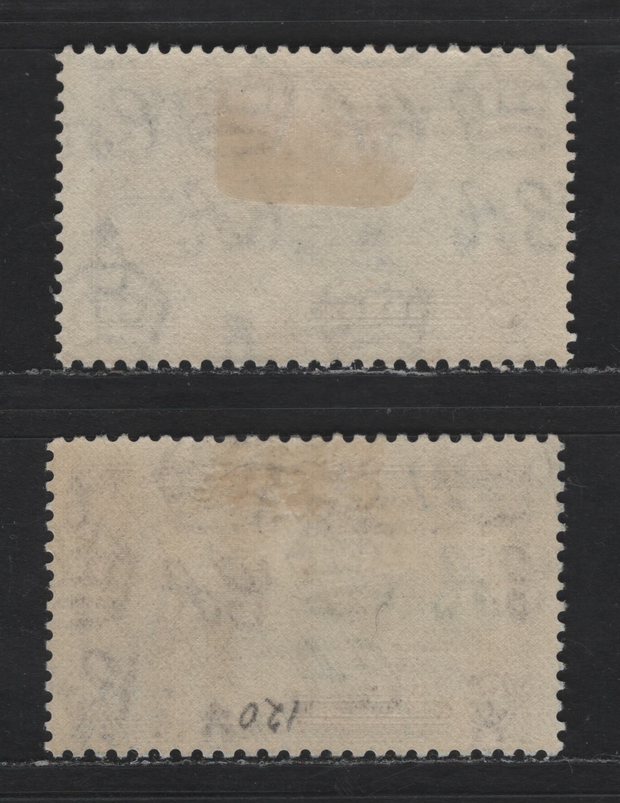 Lot 278 Bechuanaland Protectorate SC#118, 120 2d - 6d Deep Gray & Ultramarine - Violet & Indigo King George V & Castle, 1935 Silver Jubilee Issue, 2 FOG Singles