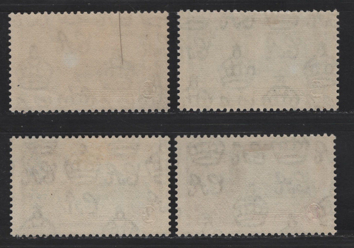 Lot 282 Bermuda SC#101, 103 1.5d - 1/- Gray & Ultramarine - Plum & Indigo King George V & Castle, 1935 Silver Jubilee Issue, 4 VFOG Singles, Two Shades Of Each Value, Same As Shades In Lot 281