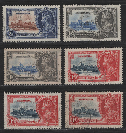 Lot 285 British Guiana SC#223-224, 226 2c - 24c Gray & Ultramarine - Bright Rose Lilac & Indigo King George V & Castle, 1935 Silver Jubilee Issue, 4 Fine/Very Fine Used Singles