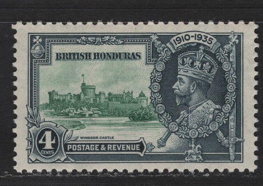 Lot 287 British Honduras SC#109 4c Indigo & Green King George V & Castle, 1935 Silver Jubilee Issue, A VFNH Single