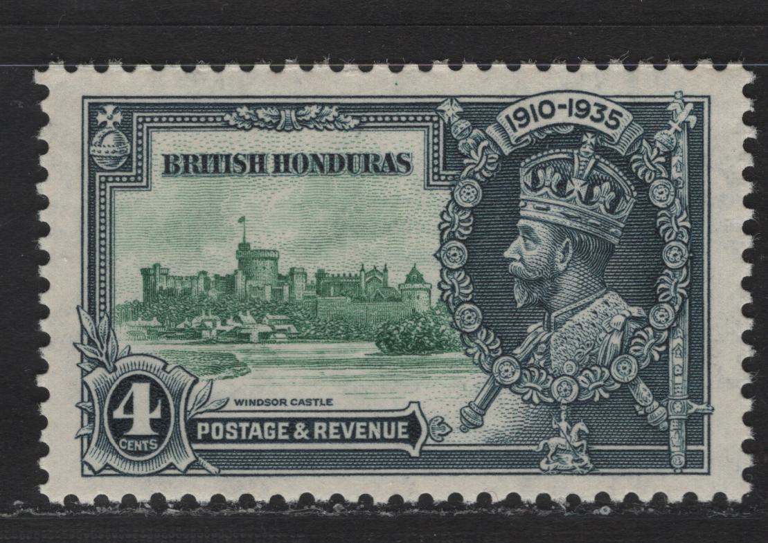 British Honduras SC#109 4c Indigo & Green King George V & Castle, 1935 Silver Jubilee Issue, A VFNH Single