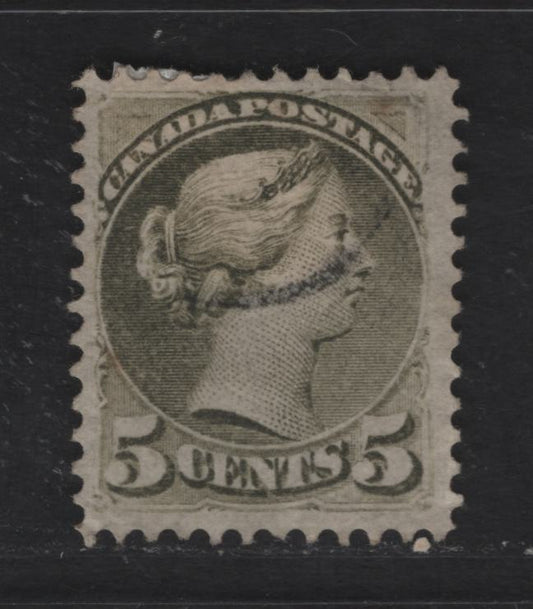 Lot 292 Canada SC#38 5c Slate Green Queen Victoria, 1870-1893 Small Queen Issue, A FOG Single, Perf 12x12.1, LM-A Paper, No Dot