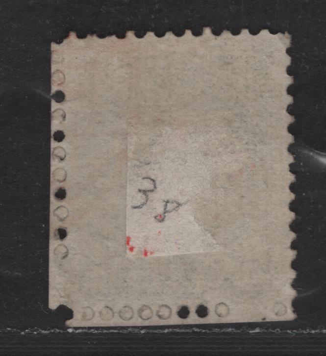 Lot 293 Canada SC#38 5c Light Slate Green Queen Victoria, 1870-1893 Small Queen Issue, A Very Good Used Single, Clearest Finest Impression I've Seen, MM-A Paper, Perf 12, No Plate Dot At LL, Perfs Scissor Separated On 2 Sides, But Fully Intact