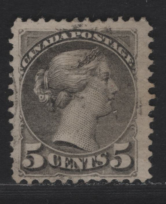 Lot 303 Canada SC#42 5c Deep Gray Queen Victoria, 1870-1893 Small Queen Issue, A FOG Single, Mid Second Ottawa Printing, Clear & Sharp Impression, 2O-M Paper, Perf 12