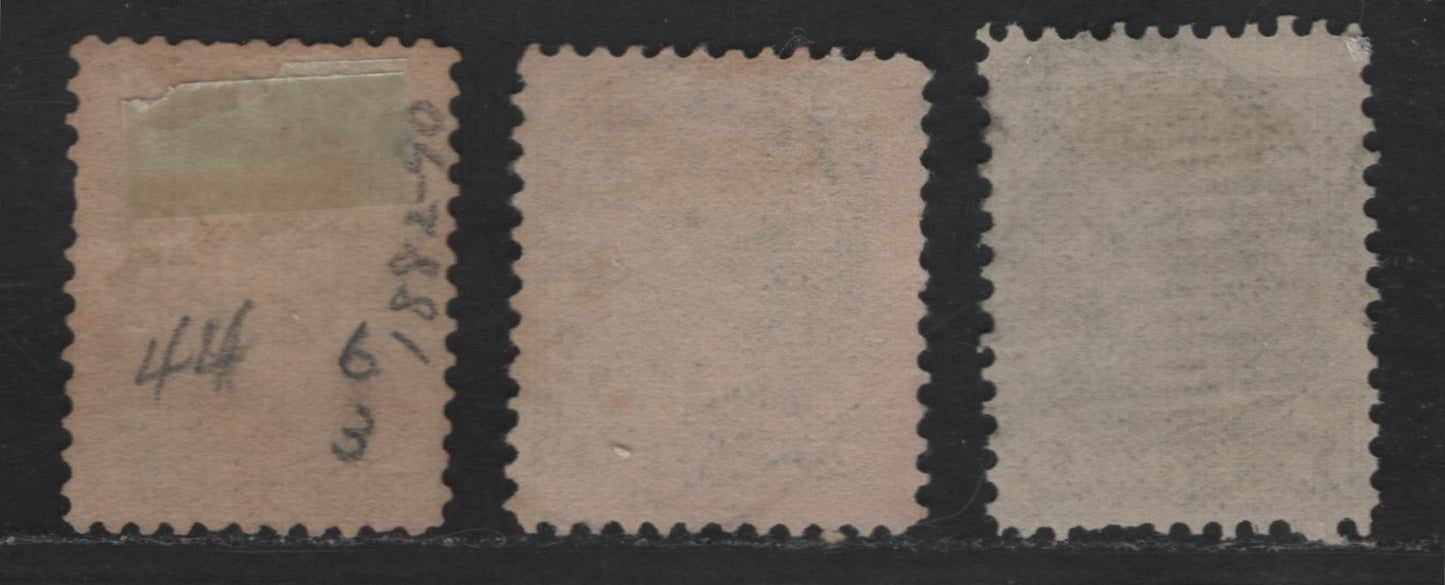 Lot 305 Canada SC#42 5c Gray Queen Victoria, 1870-1893 Small Queen Issue, 3 Very Good/Fine Used Singles, Mid Second Ottawa Printings, 2O-C, 2O-D & 2O-H Papers, 1893 Dated Cancels, Sharp, Clear Impressions