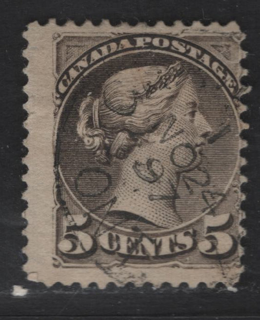 Lot 306 Canada SC#42 5c Deep Brownish Gray Queen Victoria, 1870-1893 Small Queen Issue, A Fine Used Single, Late Second Ottawa Printing, 2O-P Paper, Very Sharp Impression, Indicating That It Comes From New Plates, Nov. 27 1897 CDS Cancel