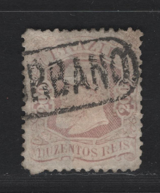 Lot 31 Brazil SC#84 200r Pale Red Brown Dom Pedro Head, 1882-1884 Large Dom Pedro Heads Issue, A Fine Used Single, Laid Paper