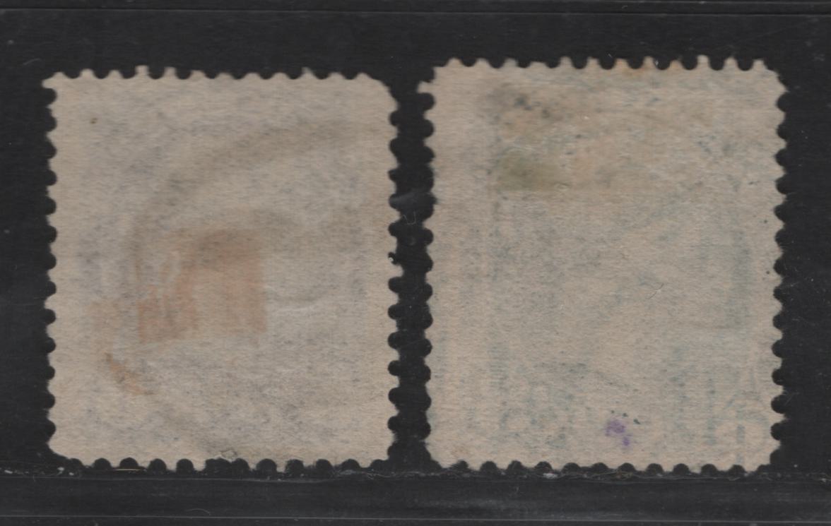 Lot 318 Canada  #44b 8c Slate Blue Queen Victoria, 1870-1897 Small Queen Issue, 2 Fine & VF Used Singles Mid-Second Ottawa Printing On Paper 2O-R In Two Different Shades