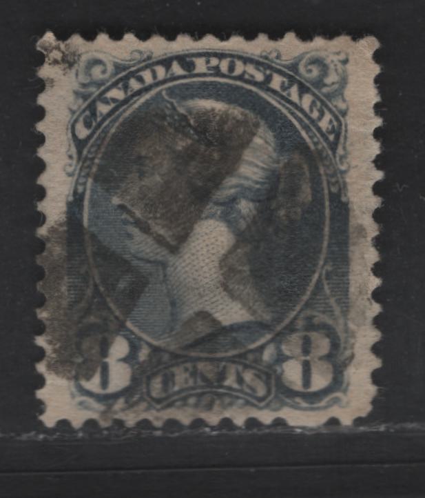 Lot 319 Canada  #44 8c Blackish Slate Queen Victoria, 1870-1897 Small Queen Issue, A VF Used Single Late Second Ottawa Printing On Paper 2O-N With Segmented Cork Cancel
