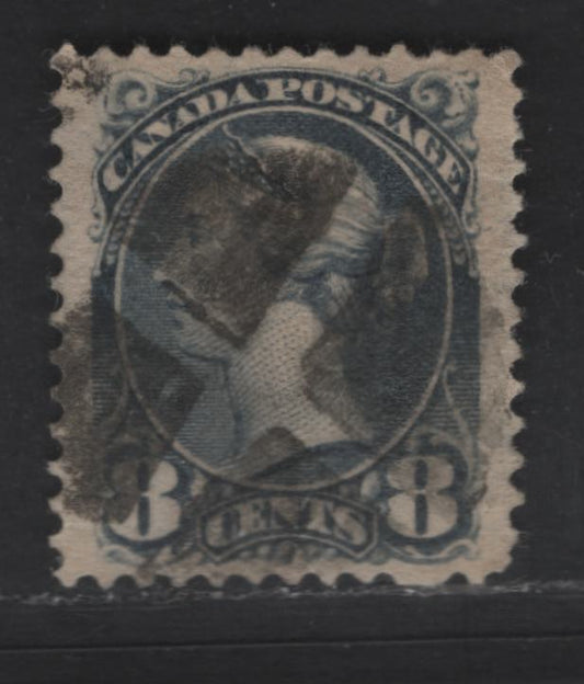 Lot 319 Canada  #44 8c Blackish Slate Queen Victoria, 1870-1897 Small Queen Issue, A VF Used Single Late Second Ottawa Printing On Paper 2O-N With Segmented Cork Cancel
