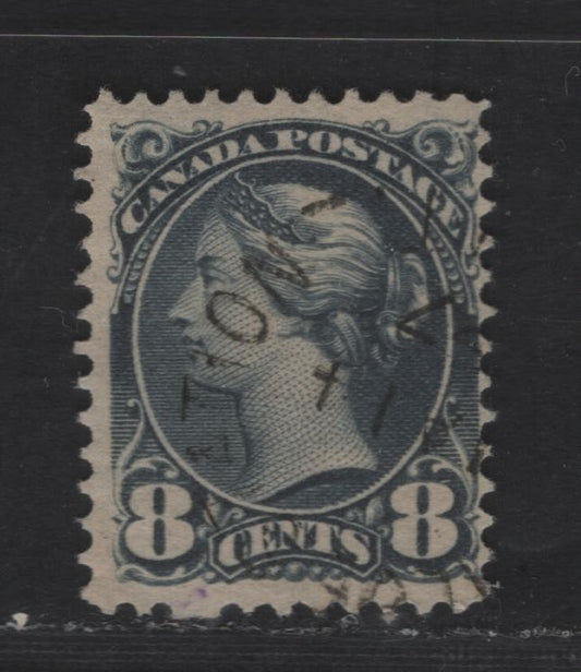 Lot 320 Canada  #44var 8c Deep Slate Queen Victoria, 1870-1897 Small Queen Issue, A Fine Used Single Late Second Ottawa Printing On Paper 2O-R