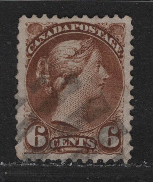 Lot 331 Canada  #39b 6c Yellow Brown Queen Victoria, 1870-1897 Small Queen Issue, A VF Used Single Mid-Montreal Printing, Perf. 11.75 x 12 On Paper Type MM-F