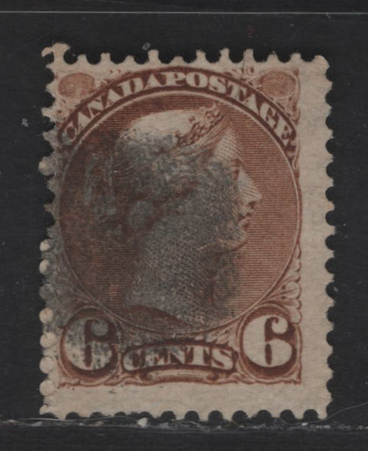 Lot 334 Canada  #39d 6c Brown Queen Victoria, 1870-1897 Small Queen Issue, A VG Used Single Late Montreal Printing, Perf. 12, On Paper LM-F