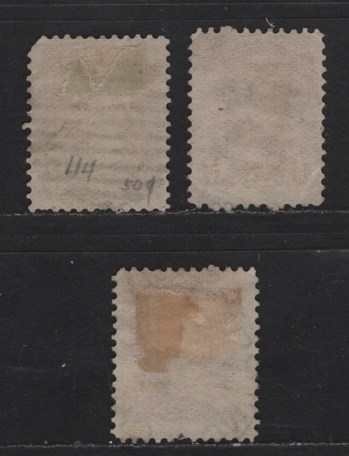 Lot 335 Canada  #43 6c Red Brown & Bright Red Brown Queen Victoria, 1870-1897 Small Queen Issue, 3 VG Used Singles Mid & Late Second Ottawa Printings On Paper Types 2O-E, 2O-N and 2O-R, See Page On Small Queen Papers For Details