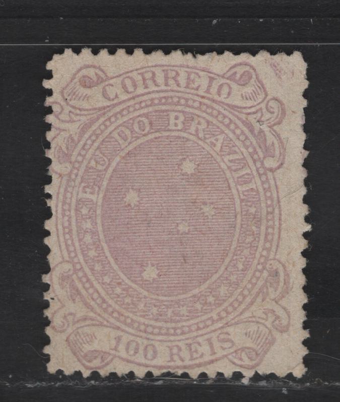Lot 35 Brazil SC#102 100r Red Lilac Southern Cross, 1890-1891 Southern Cross Definitive Issue, A FOG Single, Re-Drawn Design, Perf 13.5