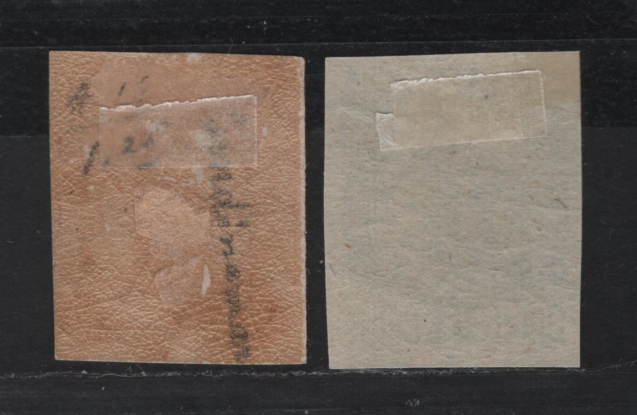 Lot 59 Colombia - Cundinamarca SC#11, 18 5c - 10c Blue - Red Coat of Arms, 1884-1886 Arms Issues, 2 VFOG Singles