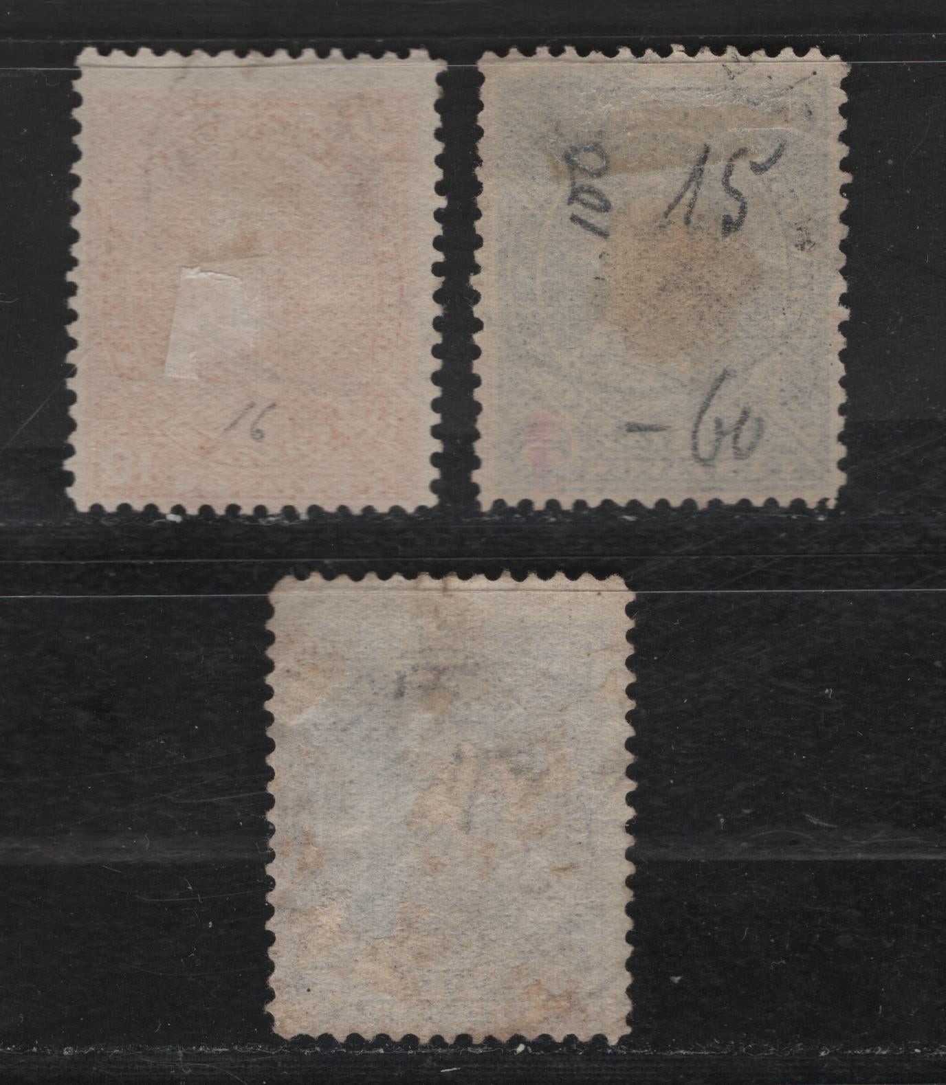 Lot 63 Costa Rica SC#18, 21-22 5c - 10c Blue Violet - Orange General Prospero Fernandez - President Bernardo Soto Alfaro, 1883-1887 General Prospero Fernandez - President Bernardo Soto Alfaro Issues, 3 Fine Used Singles