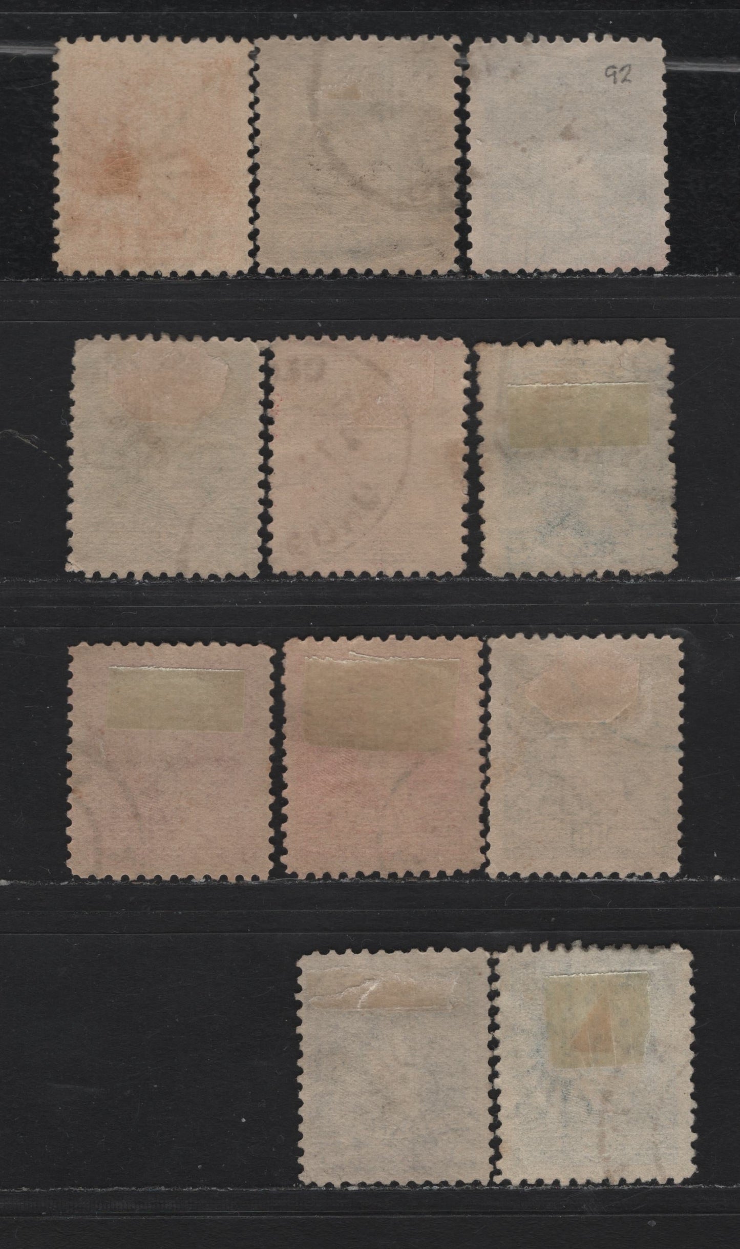 Lot 9 Argentina SC#92-93, 95-104 1/2d - 2p Dull Blue - Blue Green Rividavia, Belgreno & San Martin, 1892-1895 Rividavia, Belgreno & San Martin Issue, 11 Fine/Very Fine Used Singles, Perf 11.5, Small Sun Wmk (Wmk 85)