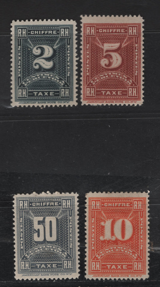 Lot 95 Haiti SC#J1-J4 2c - 50c Black - Slate Numeral, 1898 Postage Dues, 4 VFOG Singles
