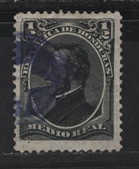 Lot 96 Honduras SC#32a 1/2r Black Morazon, 1889 Re-Issue of Morazon Definitive Issue, A Very Fine Used Single, Soft Paper, Star Cancel, Unpriced In Scott for Used