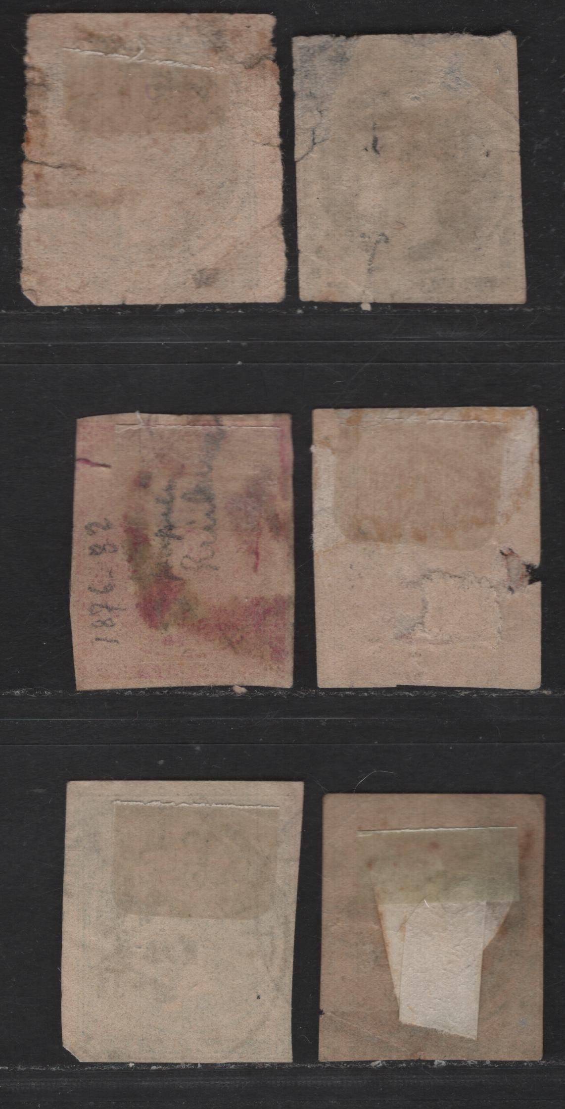 Lot 113 Greece SC#53-54, 56a, 55, 51 30L - 20L Dark Brown - Bright Rose Hermes Head, 1880-1882 Large Hermes Head Issue, 6 Ungraded Imperf Singles & Pair, All Faulty Reference Examples With Small Margins, Small Faults, Or Both