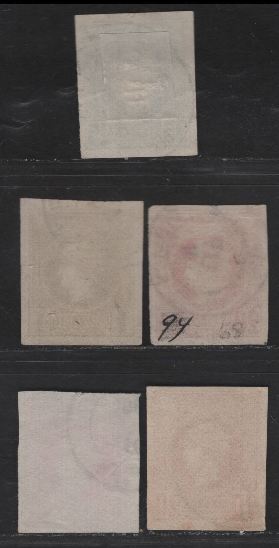 Lot 120 Greece SC#68-69, 72 20l, 25l & 1d Carmine Rose, Blue & Gray Hermes Head, 1886-1888 Small Hermes Head Issue, 5 Very Fine Used Imperf Singles, Three Shades Of 20l, Belgian Printing