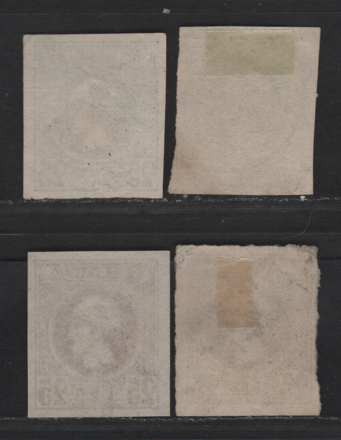 Lot 134 Greece SC#95-96 25l Dull Blue - Lilac Hermes Head, 1891-1895 Small Hermes Head Issue, 4 Very Fine Used Imperf Singles, Two Shades Of Each, Athens Printing