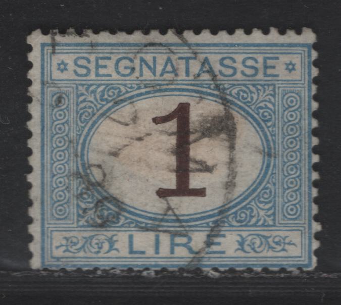 Italy SC#J13 1l Light Blue & Brown Numeral, 1870-1925 Postage Due, A Fine Used Single, Early Printing