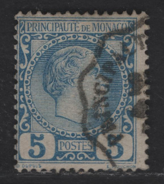 Lot 198 Monaco SC#3 5c - 60c Blue Prince Charles III, 1885 Prince Charles III Issue, A Fine Used Single