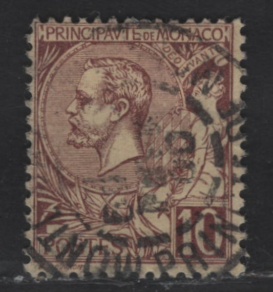 Lot 208 Monaco SC#15 10c Brown on Straw Prince Albert I, 1891-1921 Prince Albert I Sideface Issue, A Fine Used Single