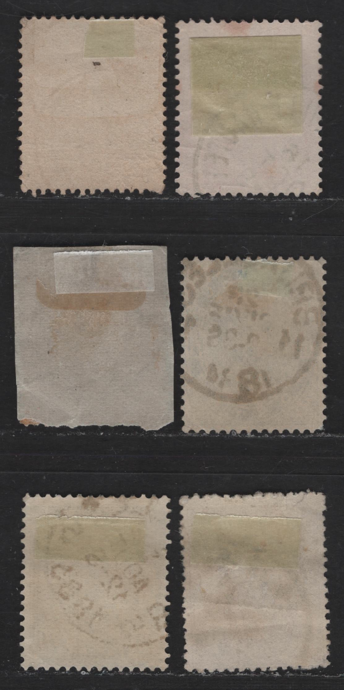 Lot 22 Belgium SC#41, 45a, 56, 59, 46a 2c - 2fr Light Ultramarine - Pale Lilac Leopold II, 1881-1891 Leopold II Sideface Issue, 6 Fine Used Singles