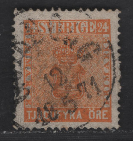 Lot 230 Sweden SC#10 24o Orange Arms, 1858-1862 Arms Issue, A Fine Used Single