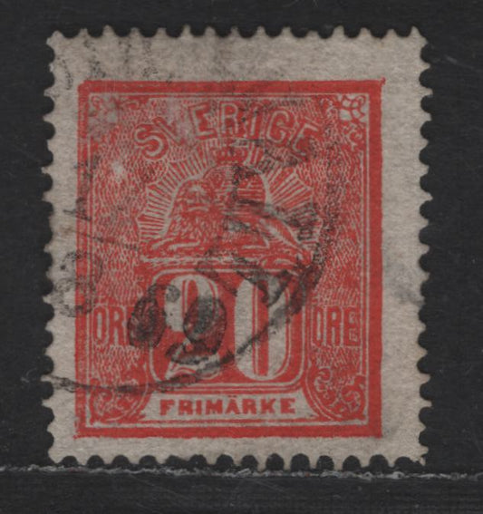 Lot 233 Sweden SC#16 20o Vermillion Lion & Arms, 1862-1869 Lion & Arms Issue, A Fine Used Single