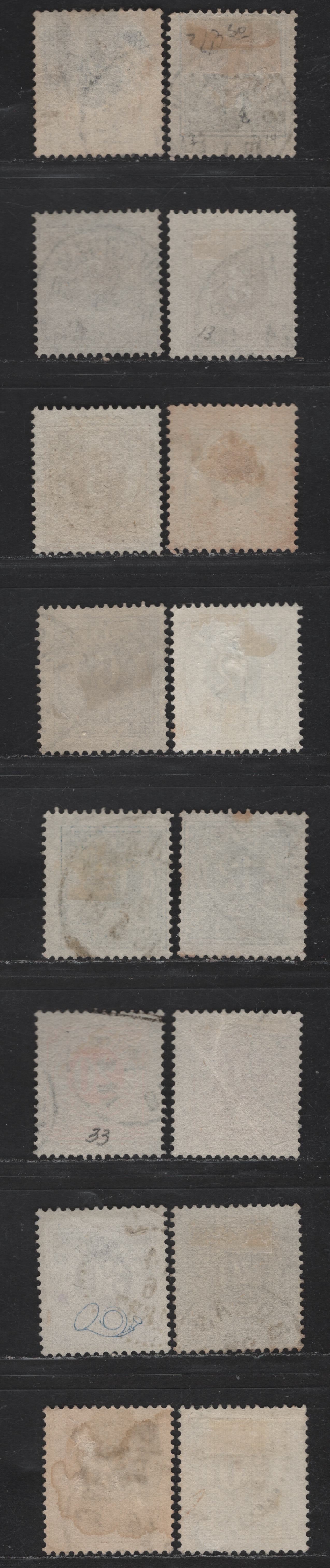 Lot 239 Sweden SC#28-30, 31c, 32, 33, 35 3o - 30o Yellow Brown - Brown Numeral, 1877-1879 Numeral Issue, 16 Fine Used Singles, Perf 13