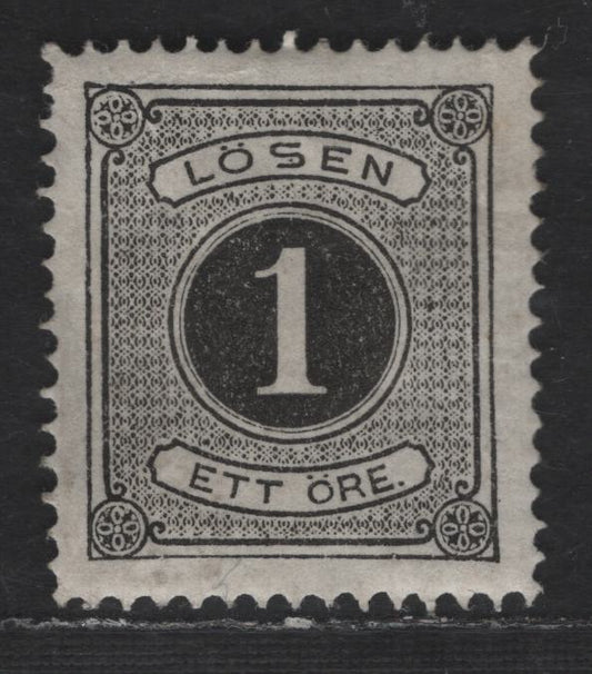 Lot 247 Sweden SC#J1 1o Black Numeral, 1874 Postage Due, A VFOG Single, Perf 14