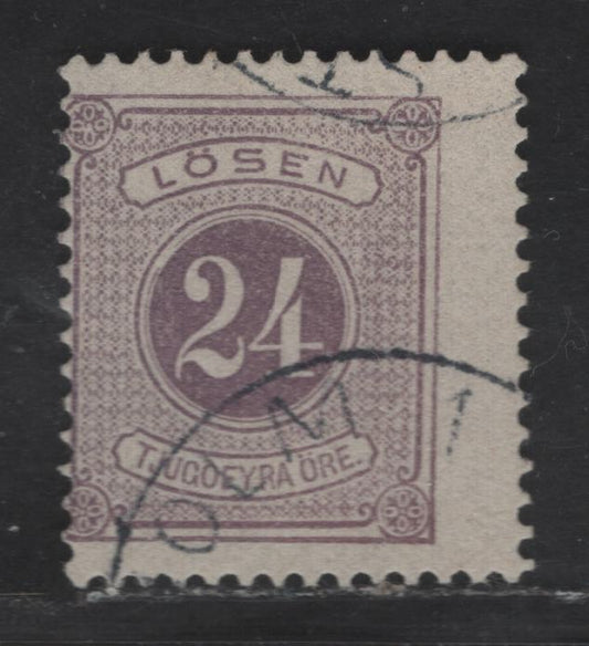 Lot 254 Sweden SC#J19 24o Gray Lilac Numeral, 1877-1886 Postage Dues, A Very Good Used Single, Perf 13