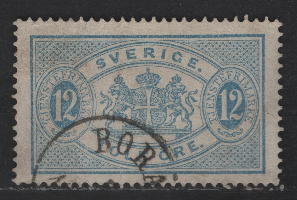 Lot 256 Sweden SC#O18 12o Blue Arms, 1881-1896 Arms Official Issue, A Very Fine Used Single, Perf 13