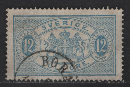 Lot 256 Sweden SC#O18 12o Blue Arms, 1881-1896 Arms Official Issue, A Very Fine Used Single, Perf 13