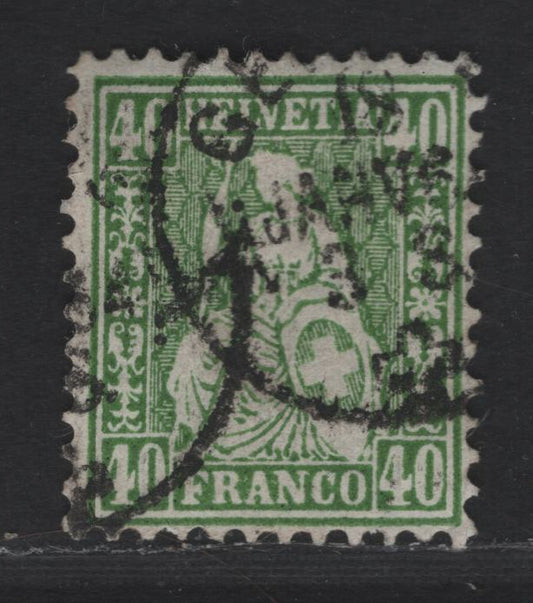 Lot 265 Switzerland SC#47 40c Green Seated Helvetia, 1862-1878 Seated Helvetia Issue, A Fine Used Single, White Paper