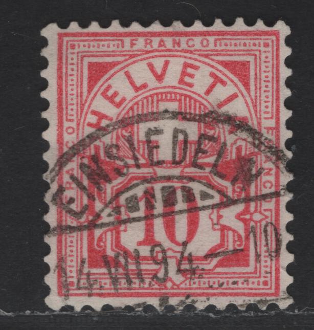 Lot 273 Switzerland SC#79 10c Pale Rose Numeral, 1882-1899 Numeral Issue, A Very Fine Used Single, Wmk 182, Type 1, White Paper