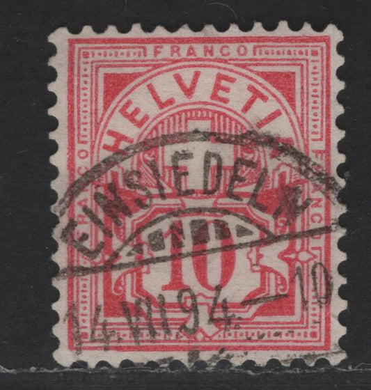 Lot 273 Switzerland SC#79 10c Pale Rose Numeral, 1882-1899 Numeral Issue, A Very Fine Used Single, Wmk 182, Type 1, White Paper