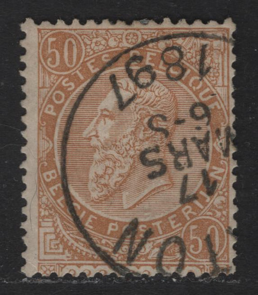 Lot 28 Belgium SC#72 50c Bistre Leopold II, 1893-1900 Leopold II Sunday Labels Issue, A Fine Used Single