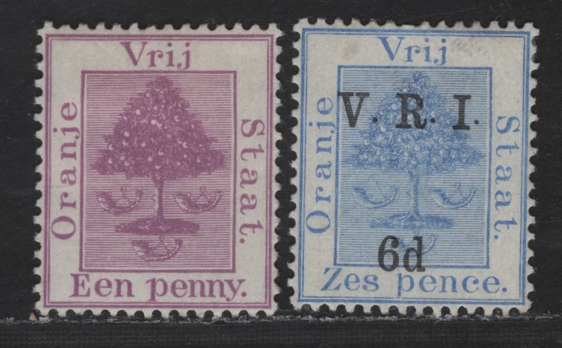 Lot 298 Orange River Colony SC#4, 51d 1d - 6d Violet - Blue Orange Tree, 1868-1900 Orange Tree Keyplate & V.R.I Surcharged Issues, 2 VFOG Singles