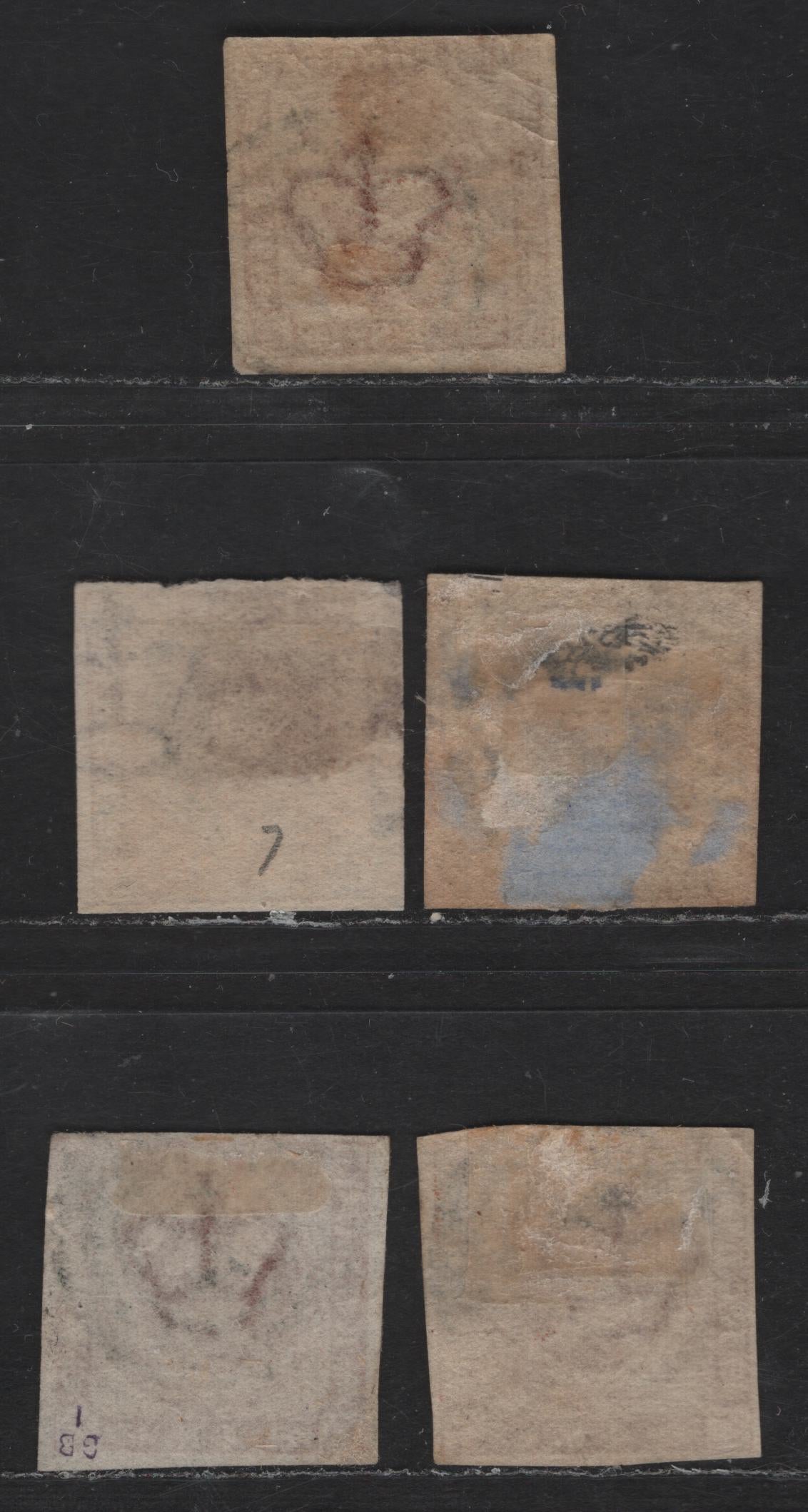 Lot 34 Denmark SC#7, 7b 4s Orange Brown - Deep Orange Brown Arms, 1858-1862 Arms Issue, 4 Fine Used Imperf Singles, 3 Margin Fine Used Examples, Wmks 111 & 112, Wavy Lines In Spandrels, Shade Variations & Medium & Thick Papers