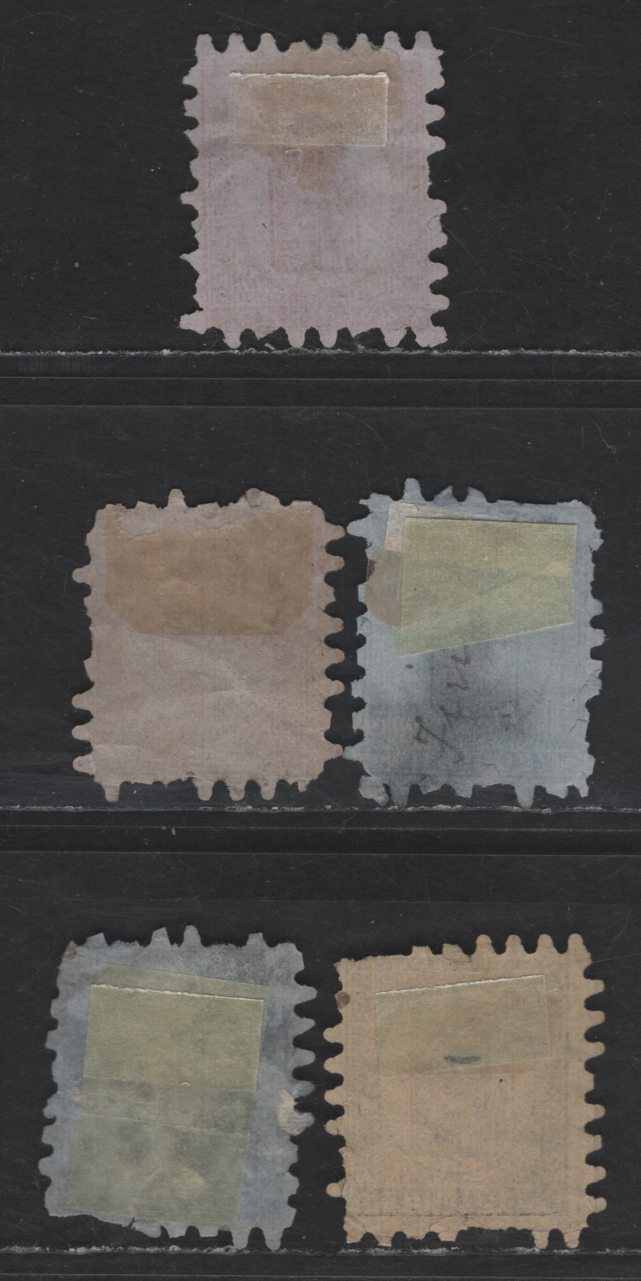 Lot 37 Finland SC#8b, 9-a, 10b 10p - 40p Black on Yellow - Rose on Lilac Rose Arms, 1866-1874 Rouletted Arms Issue, 5 Ungraded Singles, Faulty Singles Missing Many Teeth, But Otherwise Generally Sound, Roulettes I, II & III (1.5mm - 2mm Teeth)
