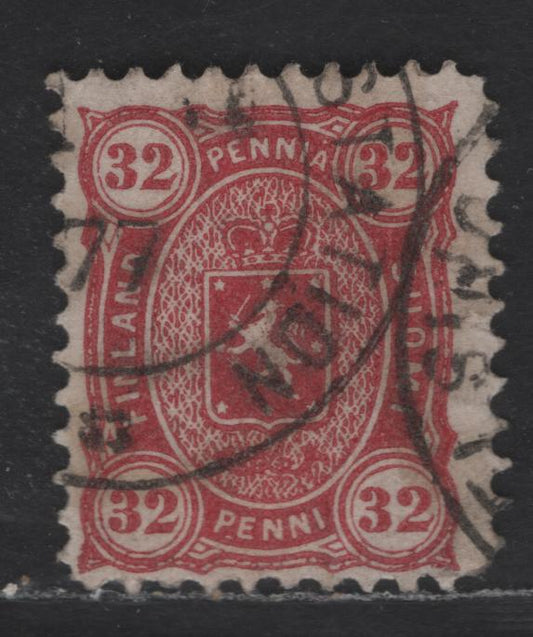 Lot 39 Finland SC#23 32p Carmine Arms, 1875-1882 Arms Issue, A Fine Used Single, Penni Currency, Perf 11