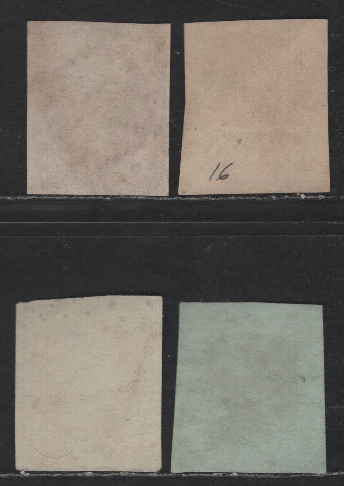 Lot 50 France SC#13, 18, 18d 5c - 80c Green on Greenish - Lake Napoleon, 1853-1860 Imperf Napoleon III Issue, 4 Very Good/Fine Used Singles, 5c Type I