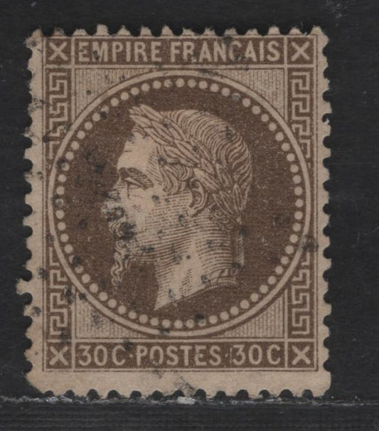 Lot 53 France SC#34a 30c Dark Brown on Yellowish Napoleon & Lawreatte, 1863-1870 Perforated Napoleon & Lawreatte Issue, A Fine Used Single