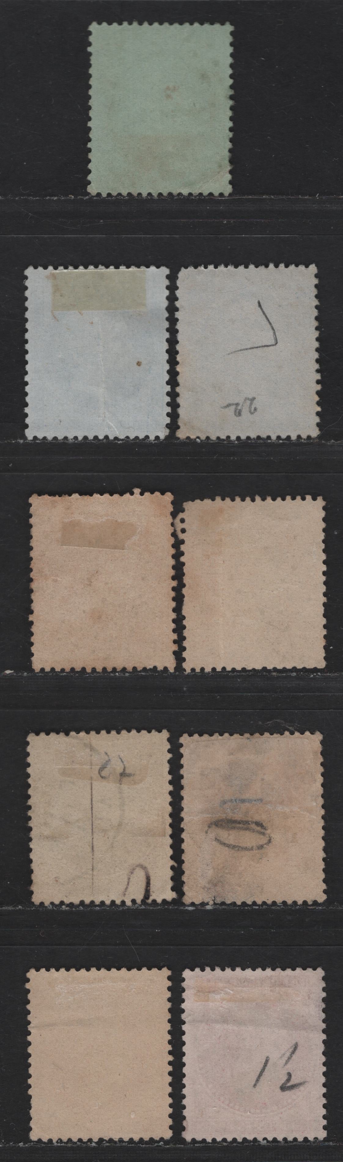 Lot 54 France SC#23, 26, 27-a, 32, 35-a, 36a 5c - 80c Yellow Green on Greenish - Carmine on Pinkish Napoleon & Lawreatte, 1863-1870 Perforated Napoleon & Lawreatte Issue, 9 Very Good Used Singles, A Few Have Horizontal or Light Vertical Creases