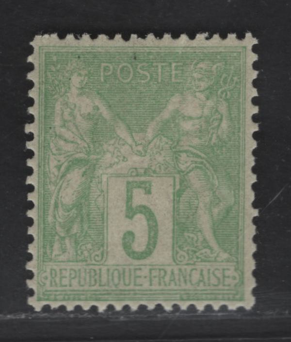 Lot 65 France SC#104 5c Yellow Green Peace & Commerce, 1898-1900 Peace & Commerce Issue, A VFOG Single, Type 1